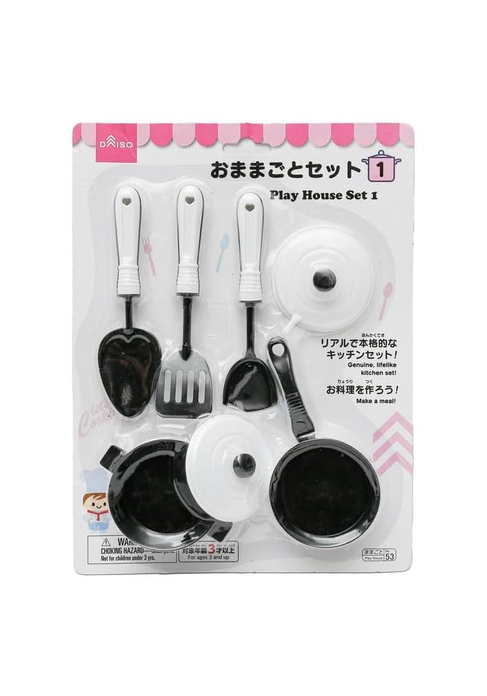 Daiso Play House Set 1 - White and Black Kitchen Accessories - Image 1